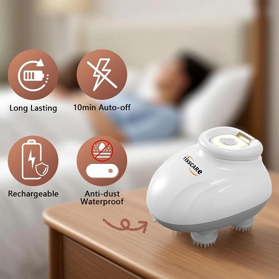 Scalp Massager, Electric Head  for Scalp, 3 Speed Modes, Red Light Therapy for Hair Growth, Handheld Portable Body Head Scratcher Massage Machine