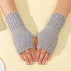 All Purpose Half Fingered Gloves for Autumn and Winter  Solid Colored Woolen Warm and Cold Proof Sleeves for Students' Writing