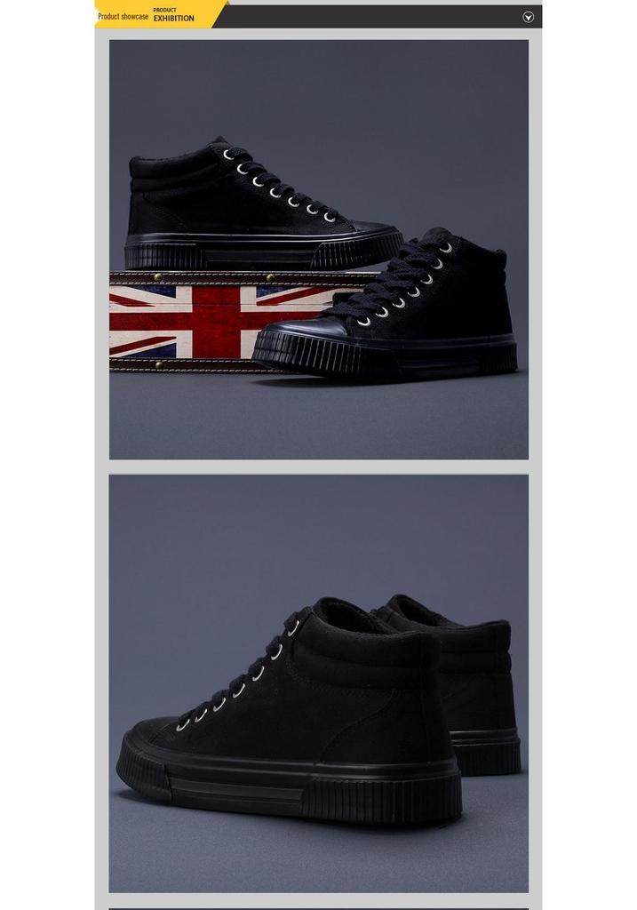 Herren Winter High Top Warme Samt Schnür Baumwollschuhe - Vielseitig, Bequem, Einfarbige