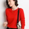 Spring and Autumn Women's Sweater Pullover Knit Sweater Round Neck Long Sleeve Sweater Bottom Shirt Solid Color Sweater