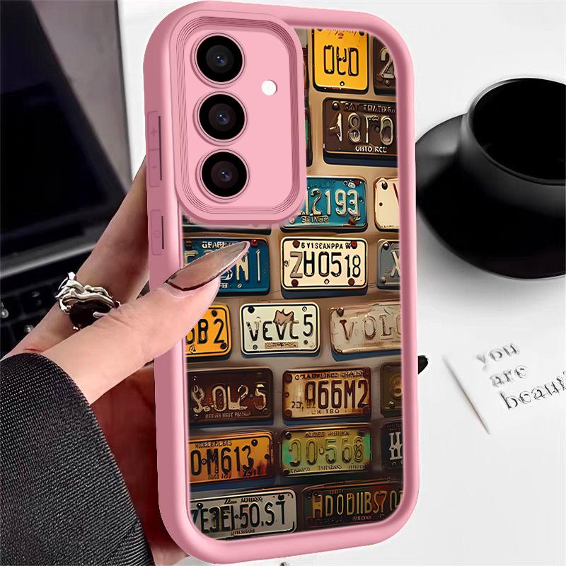 

Матовый противоударный чехол с принтом номерного знака для Samsung S25 Ultra S24 FE S23 A56 A36 A16 A15 A55 A35, защита линз, мягкий силиконовый чехол для телефона из ТПУ Samsung A53