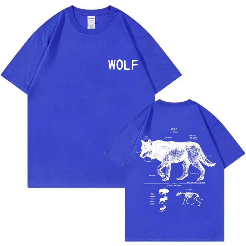 Funny Wolf Anatomy Graphic T-shirt Unisex Women Casual Oversized Short Sleeve T Shirts Unisex's Vintage Cotton T-shirts Unisex Streetwear