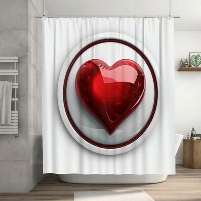 3D Red Heart Shower Curtain - Modern Bold Design for an Elegant, Stylish, Romantic Bathroom Décor