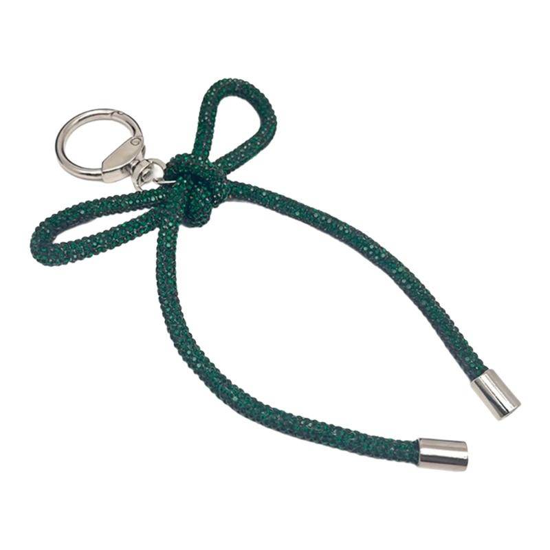 

Блискучий брелок-бантик зі стразами Стильний брелок-підвіска у вигляді бантика, прикрашений стразами Унікальна прикраса для ключів зелений