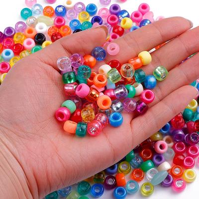 100Pcs Mix Colour Pony Beads Large Hole Barrel Beads Straight Hole Beads For Diy Handmade Beads Jewelry