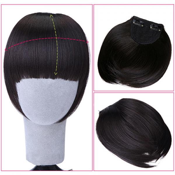 Pretty Girl's Clip On/In Neat Bang Straight Fake Fringe For Bob Hair Style KTB