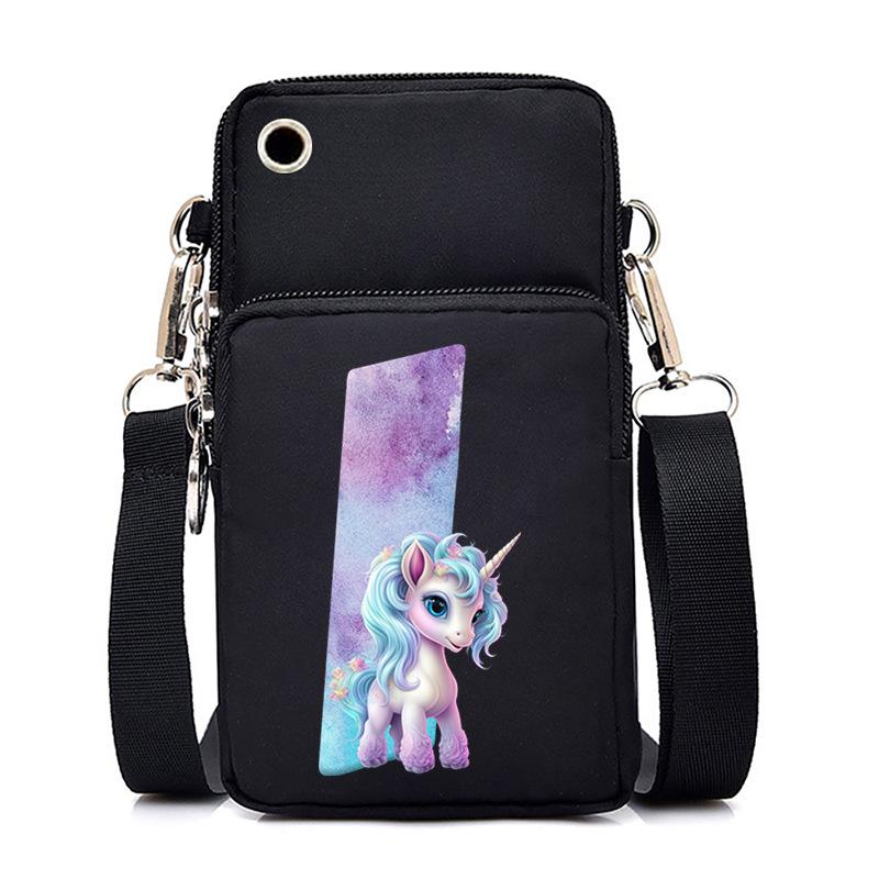 Sac de téléphone portable à imprimé lettre Licorne Léger à transporter Sac bandoulière multifonction