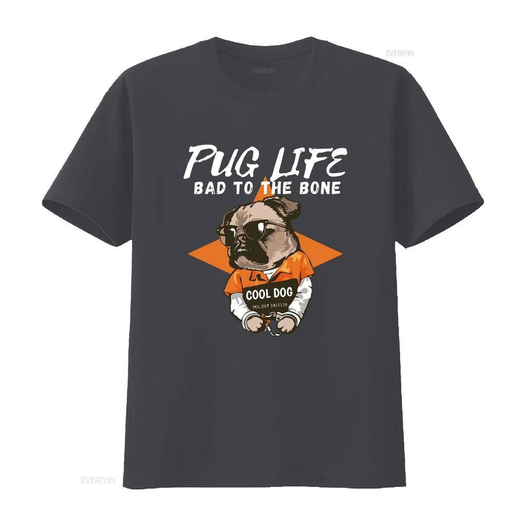 Mops Leben T-Shirt Besitzer Mama Papa Hundeliebhaber Gangsta vintage Gewaschen Stilvoll Dehnbar Vielseitig Lässig Streetwear