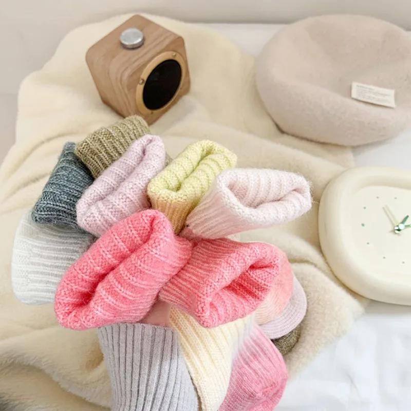 Gradient Colour Wool Socks Autumn and Winter Thickened Mid-calf Socks Warm Rainbow Coloured Stacked Socks Warm Floor Socks
