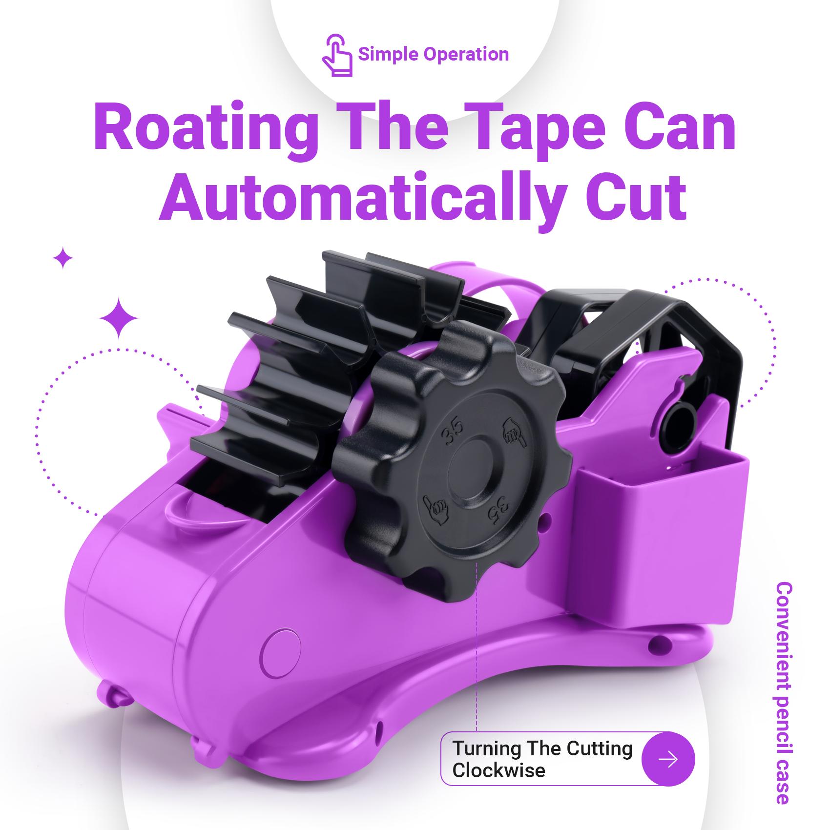 

Компактный полуавтоматический настольный диспенсер для скотча Полуавтоматическая резка ленты Вкл/Выкл Ручной Для малярной и прозрачной ленты фиолетовый