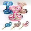 Nylon Printed Dog Collar Harness Leash Mesh Puppy Cat Vest Personalized Pet Collars Anti-lost For Small Medium Dogs Cats Pink