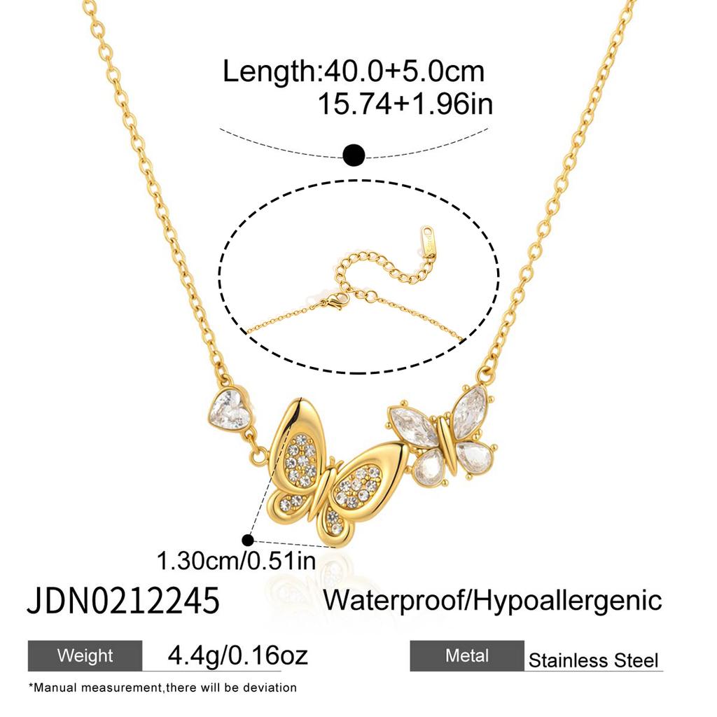 Youthway Romantic Butterfly Pendant Necklace For Women Minimalist 18K Gold Plated Stainless Steel Necklace Fashion Jewelry Gift