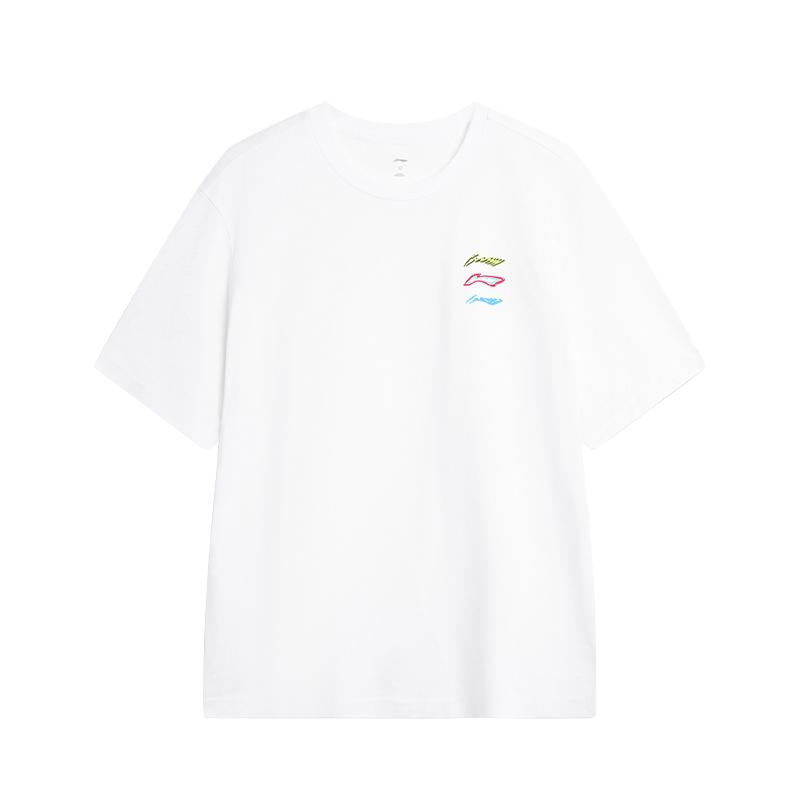 

Повседневная удобная универсальная футболка с круглым вырезом и коротким рукавом с принтом логотипа Li Ning, унисекс, белая AHSUA49-8 M