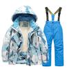 Dětská módní lyžařská souprava Chlapecká a dívčí zateplená voděodolná teplá lyžařská bunda a kalhoty Oblečení set