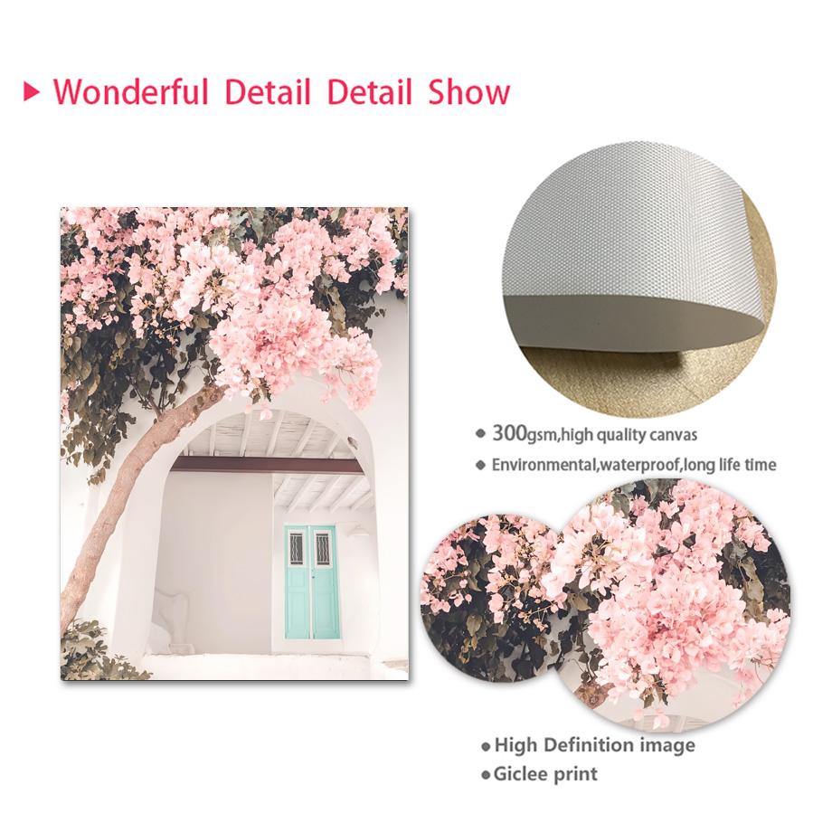 Santorini Hellas Øy Egeerhavet Sakura Veggkunst Lerretsmaleri Nordiske Plakater og Trykk Veggbilder for Stuedekor