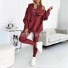1116 European and American new women's clothing sports and leisure hooded pocket sweater threaded slim trousers set