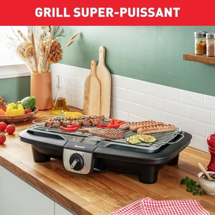 Tefal easygrill xxl barbecue électrique sur pieds, large surface, thermostat réglable, cuisson simultanée, bg921812