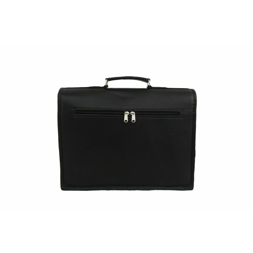 Bag Laptop Satchel Office Shoulder Bags 15" Black Leather Briefcase Messenger