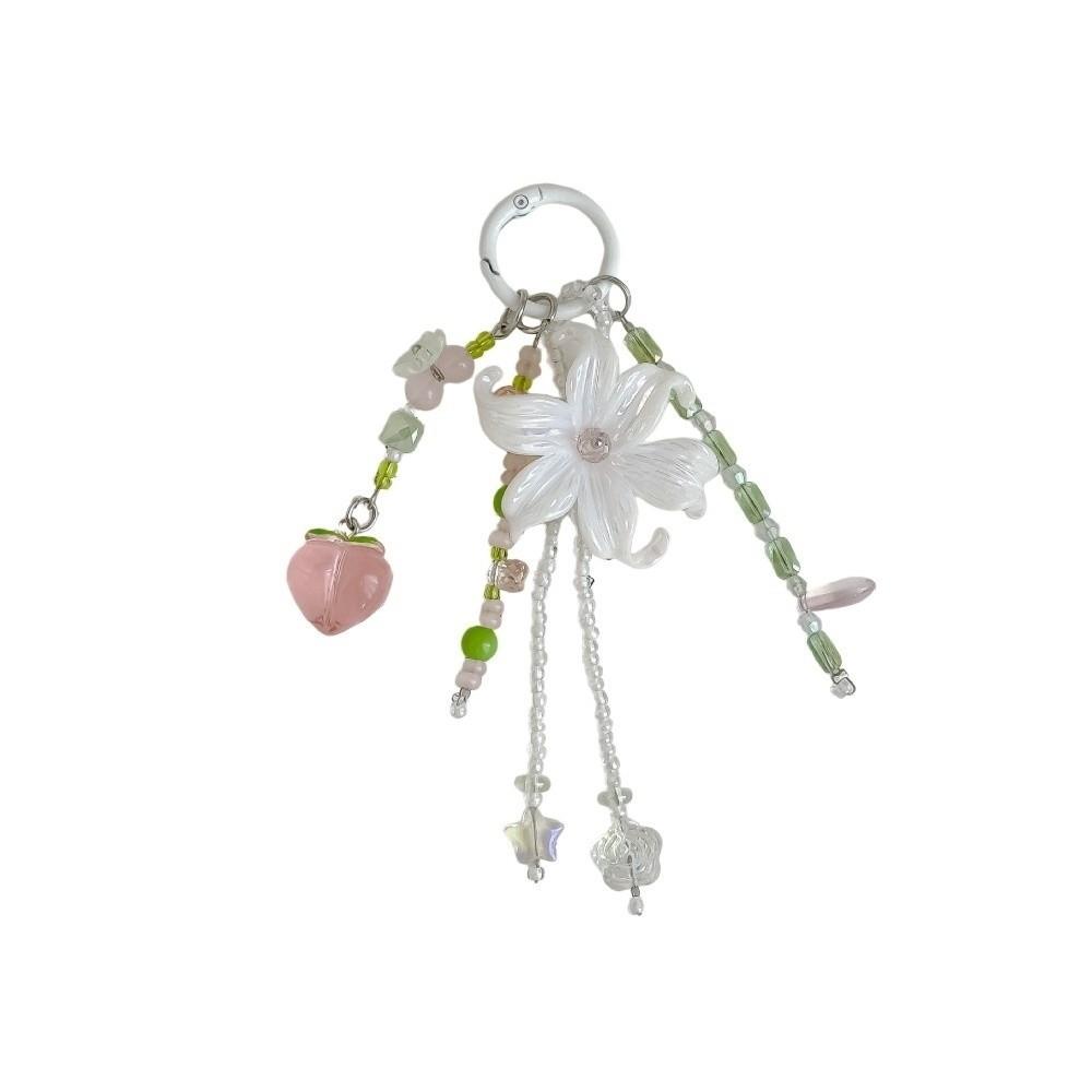 Acrylic Beads Bag Charms Colorful Floral Star Tassel Key Chain Beaded Hanging Girls Gifts