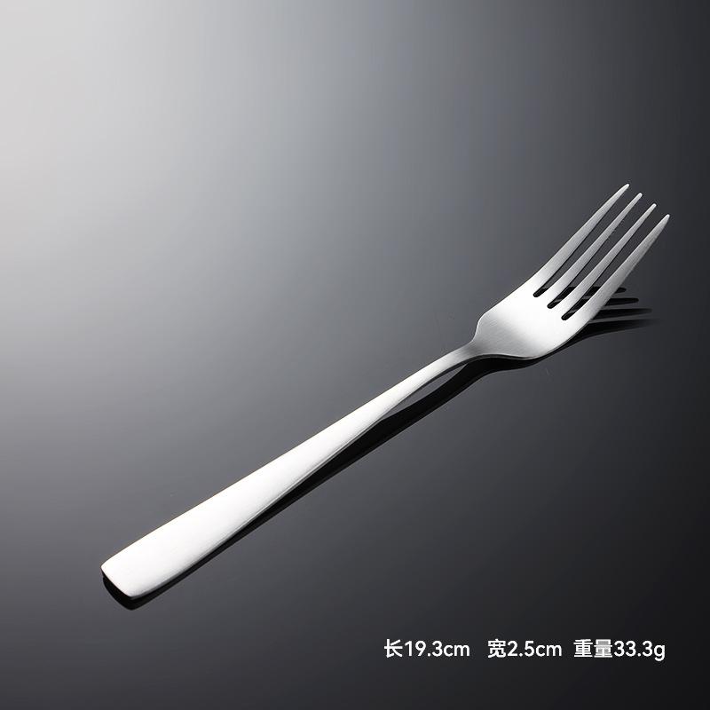 430 Stainless Steel C007 Square Handle Western Food Knife, Fork and Spoon Set Hotel Gift Style Sanded