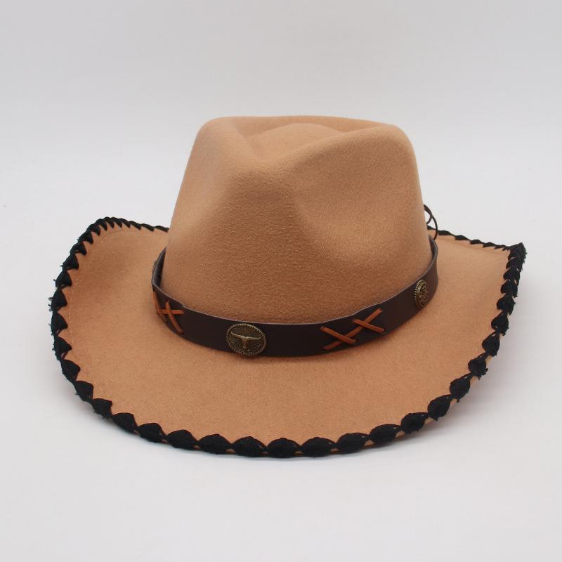 Tibetan Vacation Hemming Top Hat Men'S And Women'S Hat Cowboy Hat Simple Ethnic Style Jazz Hat
