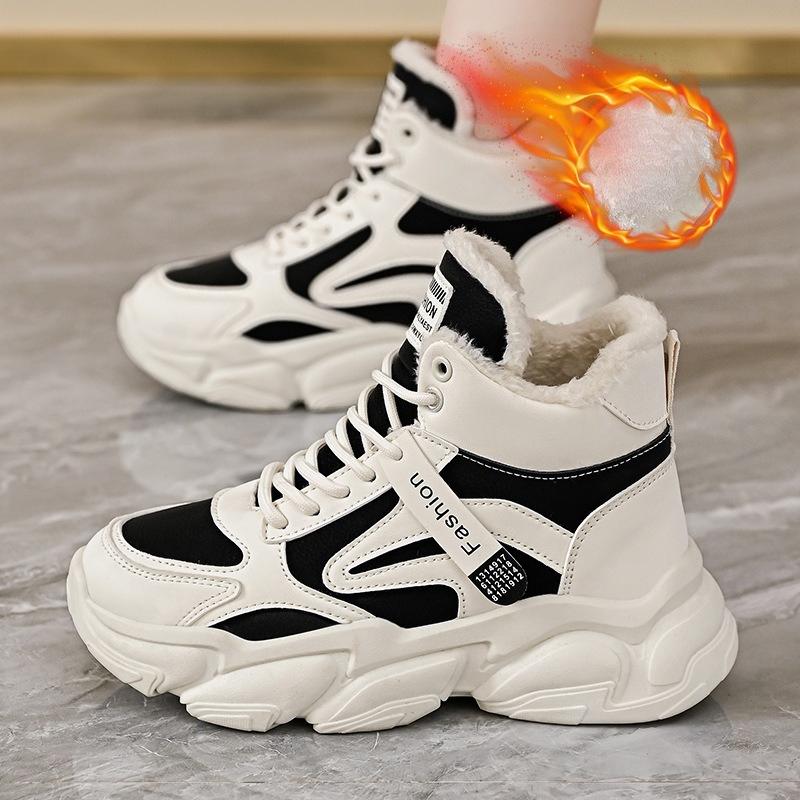 Thickly-lined Dad-style Shoes for Women, New Style, Thick and High-top, Suitable for Sports, Cotton Shoes