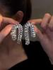 European and American Luxury Irregular Silver Needle Earrings with Rhinestone Inlay
