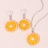 Fashionable Fruit Earrings And Necklace, Unique And  Resin Lemon Slice Jewelry Set.
