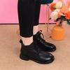 Flat-bottomed Short Boots Women's 2025 Autumn and Winter New Round Head Lace-up British Style Soft-soled Velvet Warm Martin Boots Single Boots