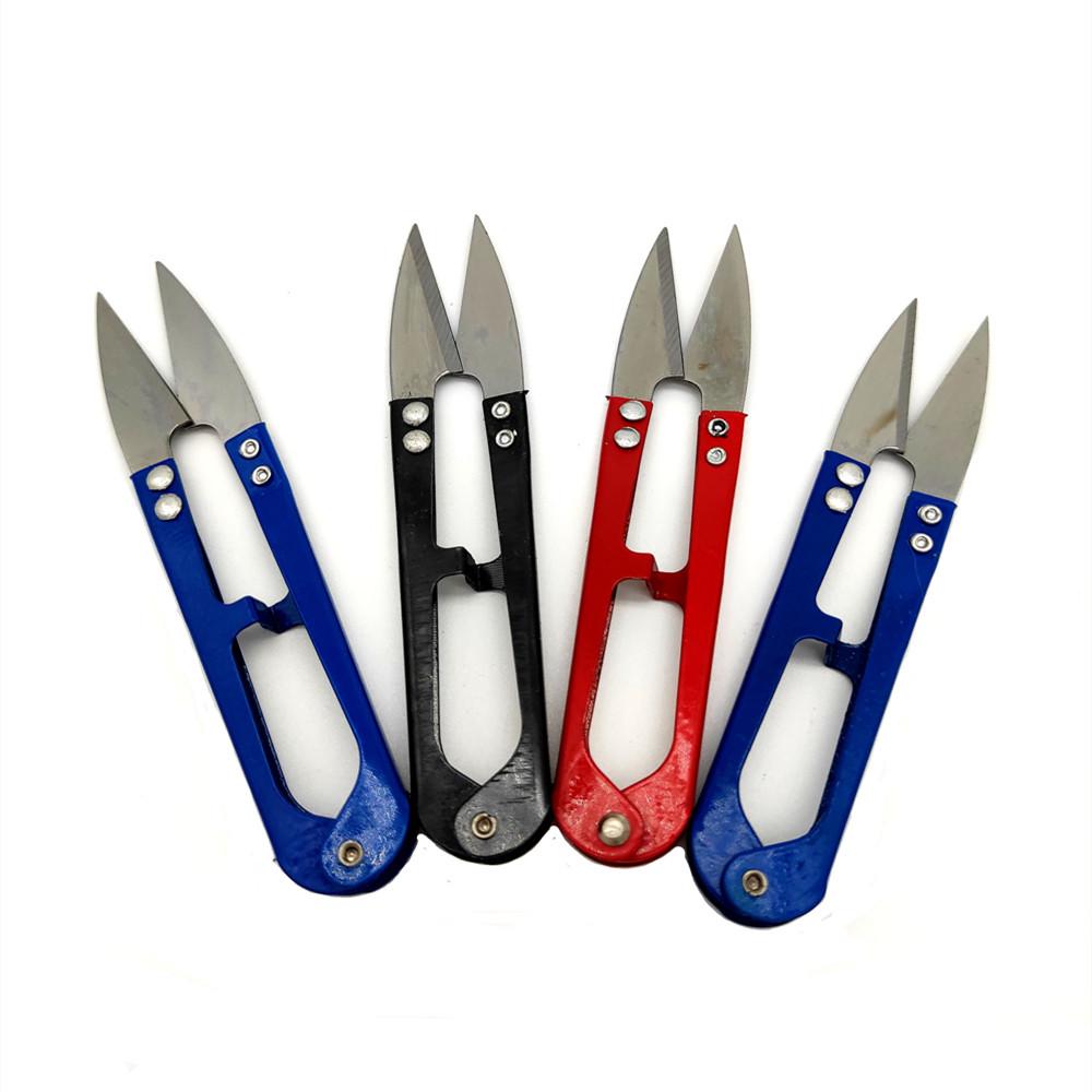 Compact Stainless Steel U-Shaped Thread Trimming Scissors for Cross-Stitch and Gauze