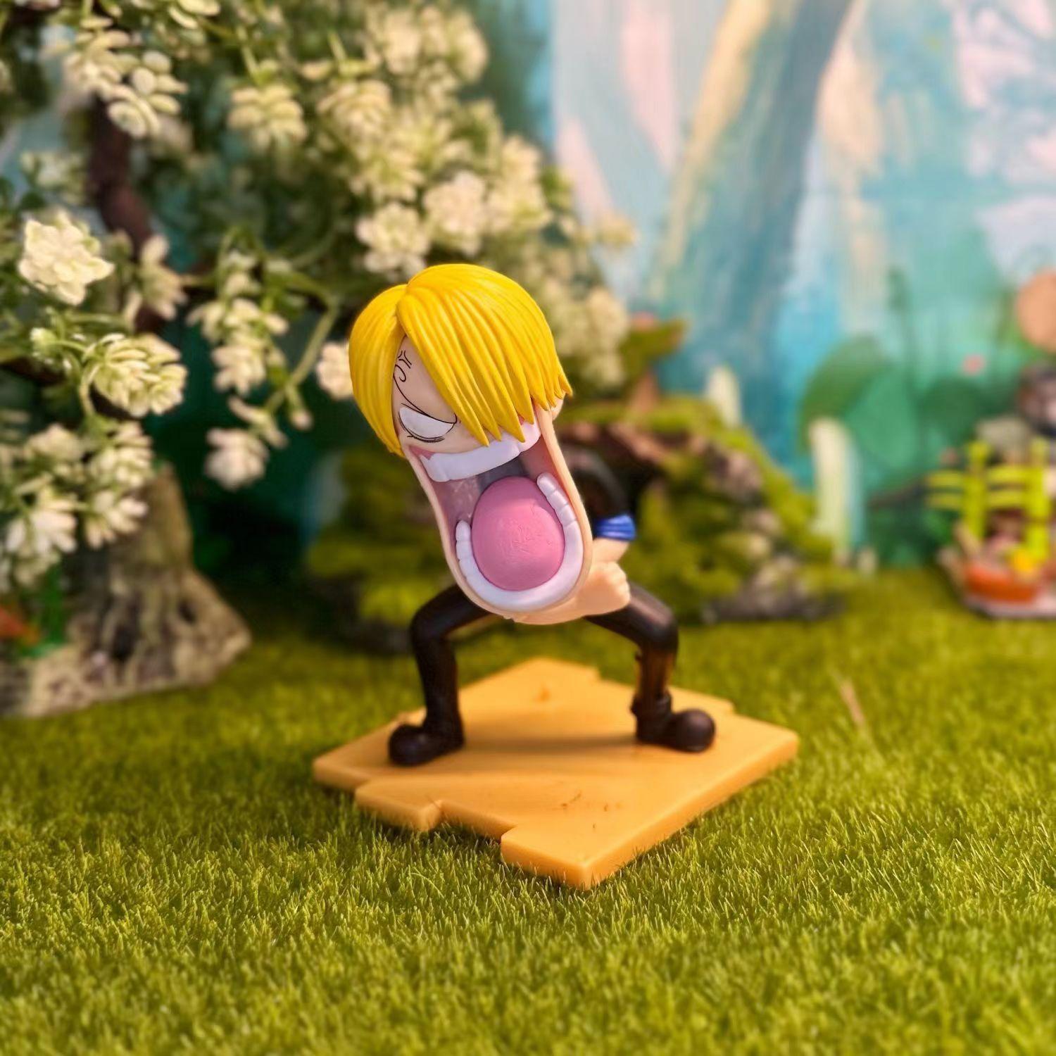 

15cm Animation One Piece Luffy Figures Sanji Monkey D Luffy Roronoa Zoro Action Figure The Hungry Trio PVC Anime Model Playthings