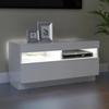 Vidaxl Szafka Pod Tv Z Oświetleniem Led, Biała Z Połyskiem, 80X35X40Cm