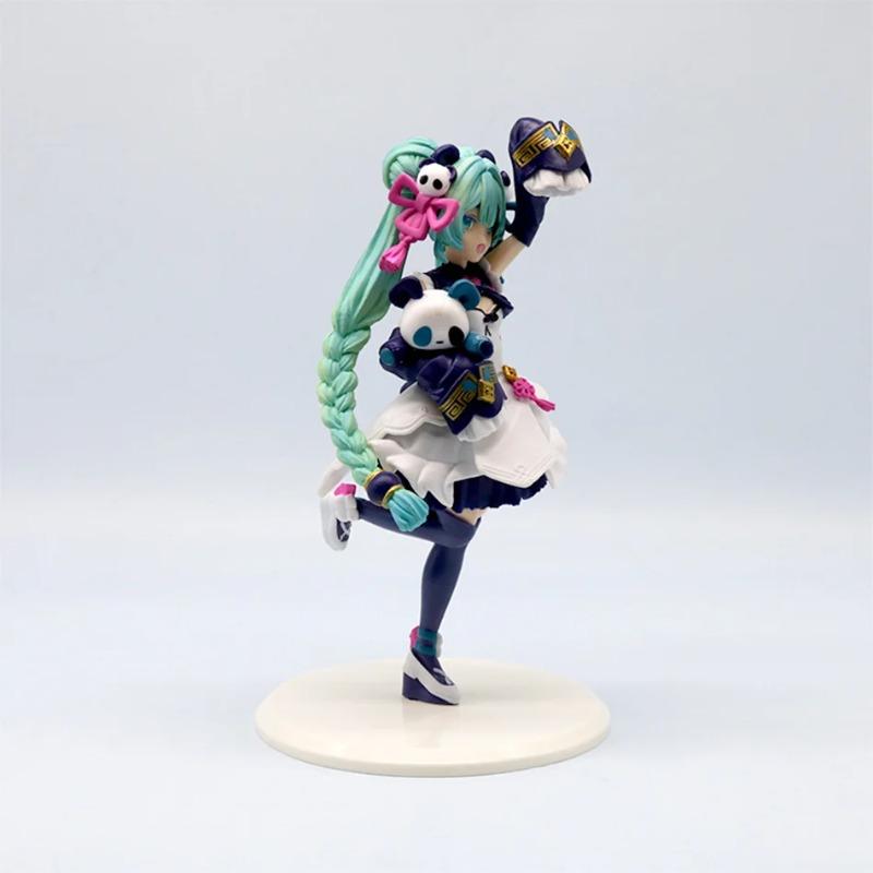18cm Hatsune Miku Cute Desktop Chinese Style Fashion Panda Action Figure, Cute Girl Model PVC Collectible Figure Ornament