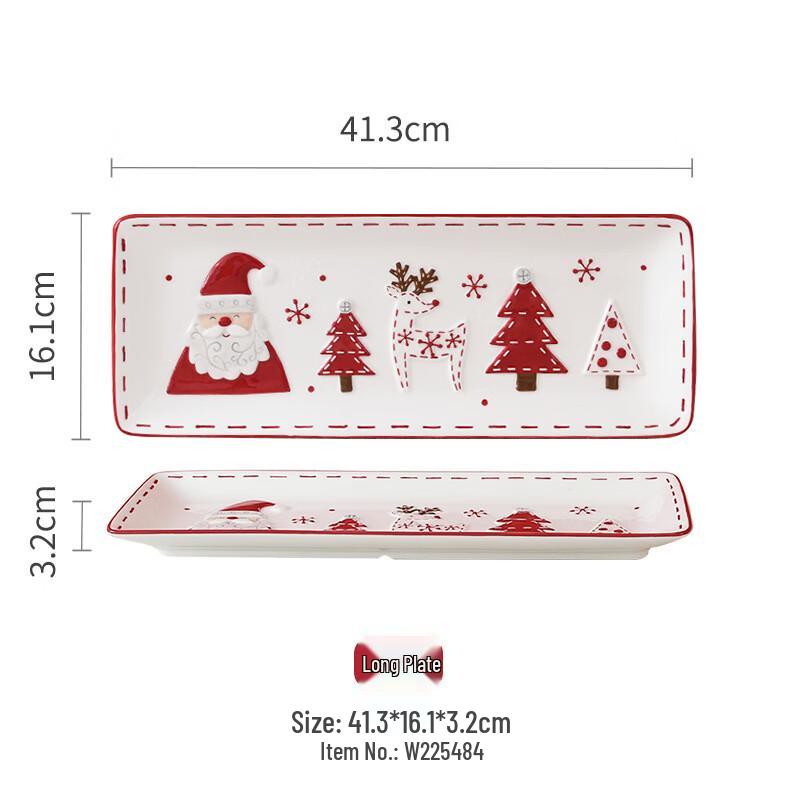 Hand-painted Cartoon Santa Ceramic Dinner Plate