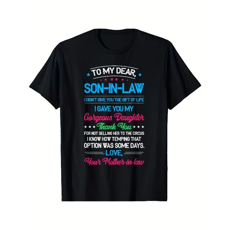 

European sizes Funny Son-in-Law Marriage Humor T-Shirt - to My Dear Son-In-Law Funny Family Gift with Wedding & Relationship Quotes 4XL чорний