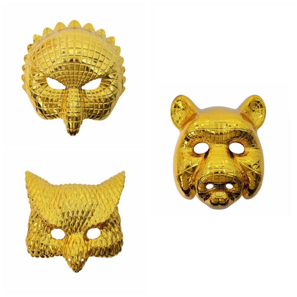 Golden Full Face Mask Plastic Animal Mask Creative Halloween Masks  Festival