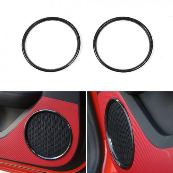 2x Door Speaker Cover Sticker Decor Trim for Ford Mustang 2015-2017 Carbon Fiber