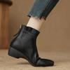 ~ French small ankle boots~ 2024 autumn and winter new product simple wedge heel women's short boots soft leather thick heel and ankle boots single b
