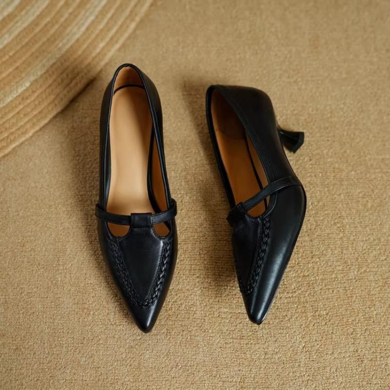 Temperament Fine Heel Single Shoes Spring New Pointed Toe Shallow Mouth One Belt Non-slip Wear-resistant High Heels