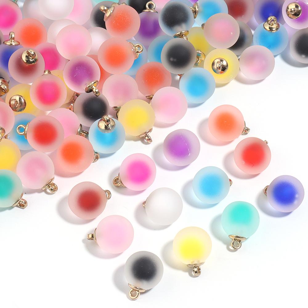 10Pcs Acrylic Frosted Colorful Heart Charms Round Charms For Jewelry Making DIY Bracelet Necklace Earrings Pendants Accessories
