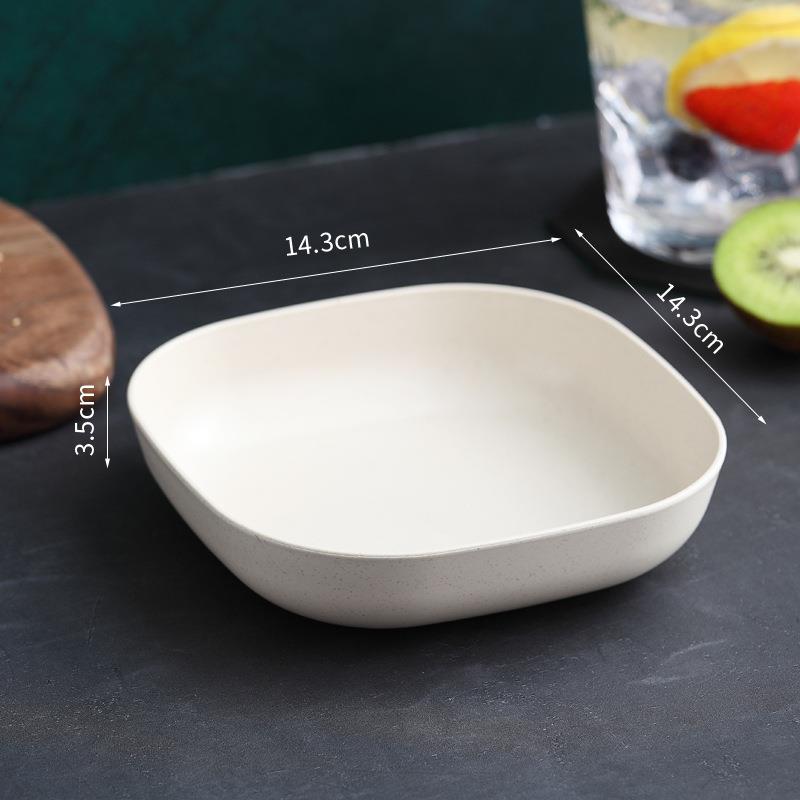 6 Inch Bone Spitting Dish 6 Pcs Household Chinese New Wheat Straw Fruit Snack Plates Easy Cleaning Solid Square Simple Dish 6 inch