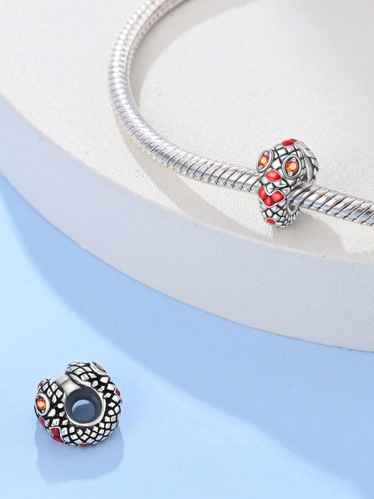 Charms Plata Jahr der Schlange Grüne Schlangenperlen Charm Kupferbeschichtet Passend für Charms Originalarmband Zur Schmuckherstellung DIY Charm