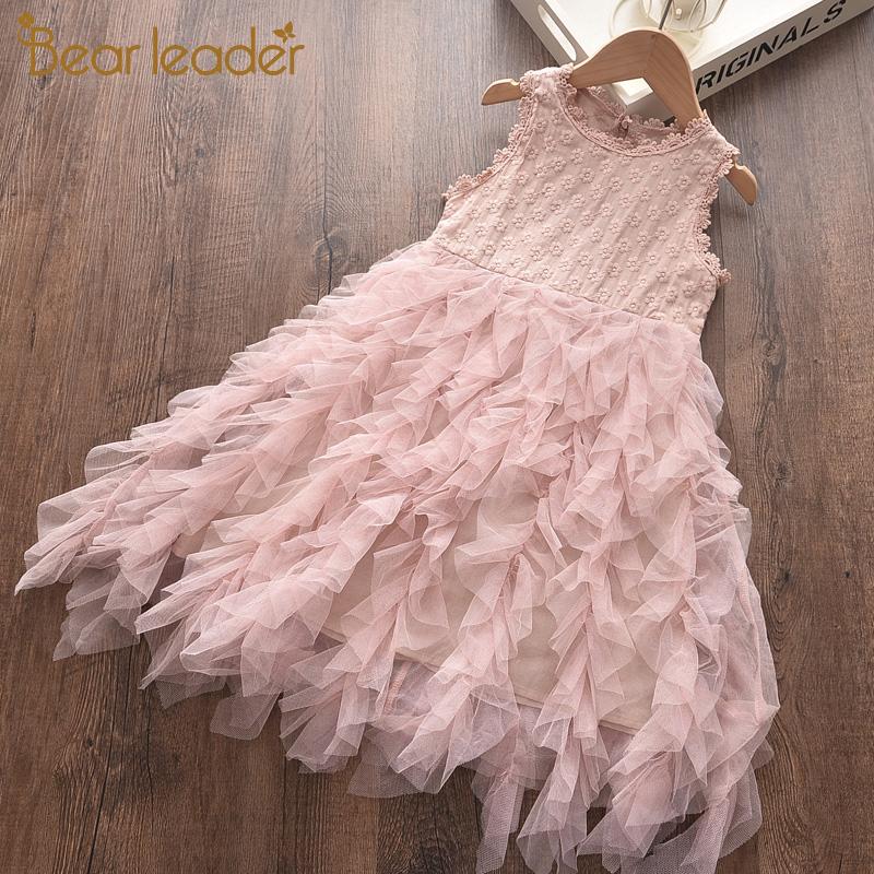 

Медведь Лидер Девушки Платье Новый Бренд Летняя Принцесса Платье Без Рукавов Многоуровневое Пэчворк Девушки Одежда Вечеринка Платье Детская Одежда 3 7Y