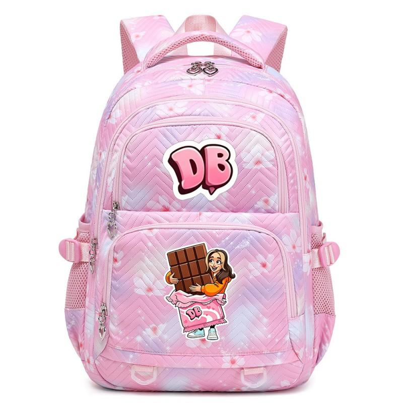 Cute Cartoon Character Print Backpack Girls School Use Large Capacity Nylon Student Bag With Padded Curved Straps