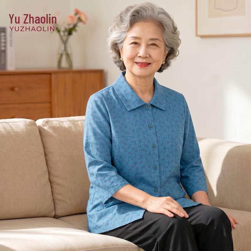 YUZHAOLIN Women s Elderly Pure Cotton Spring/Summer Shirt 3XL