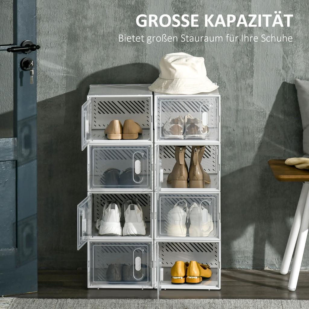 Modular Shelving System with 8 Compartments, Plug-In Shelf, 25 cm x 35 cm x 19 cm, Transparent