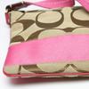 COACH Signature Diagonal Shoulder Bag leather Khaki x Pink Women 10129 Used