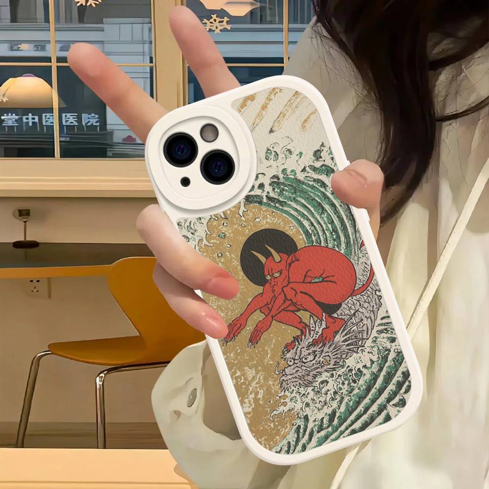 

Кожаный чехол для телефона Utagawa Kuniyoshi Ukiyoe Art для iPhone 16 15 14 Plus 13 12 11 Pro Max iphone 12
