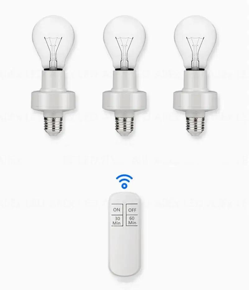RF 433MHz Control Light Bulb Holder Adapter AC100-265V Wireless Light Switch Timing Remote Lamp Socket E27 Bulb Base Controller