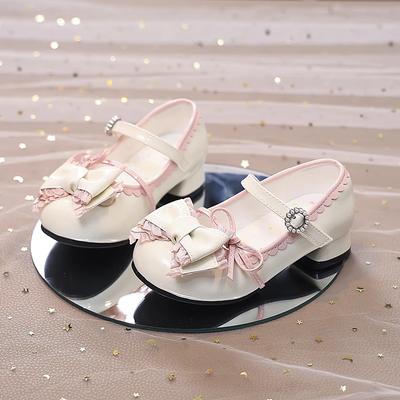 Mädchen High Heel Kleiderschuhe Prinzessin Chic mit Doppelschleife Kinder Prinzessin Hochzeitsfeier High Heels Mode Lederschuhe